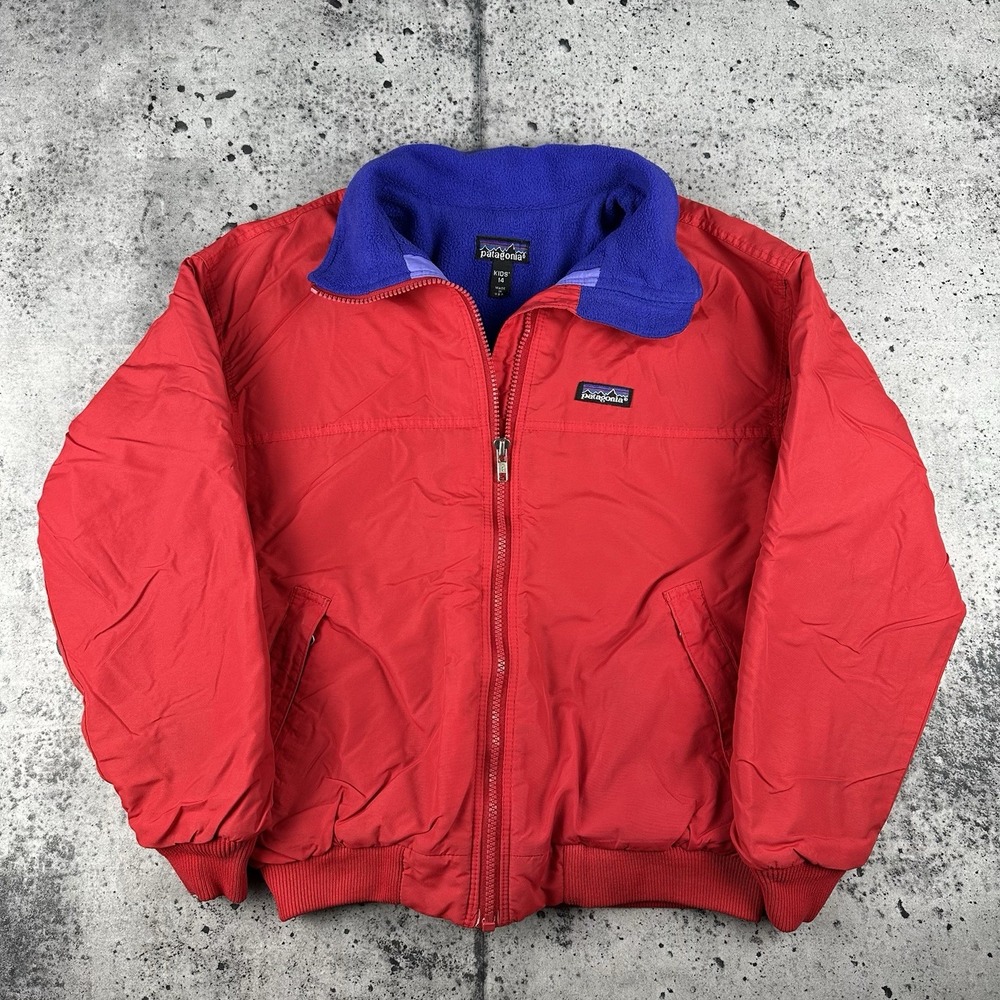Vintage 1980's‎ Patagonia Bomber Jacket Made USA Puffer Red Full Zip Kids 14